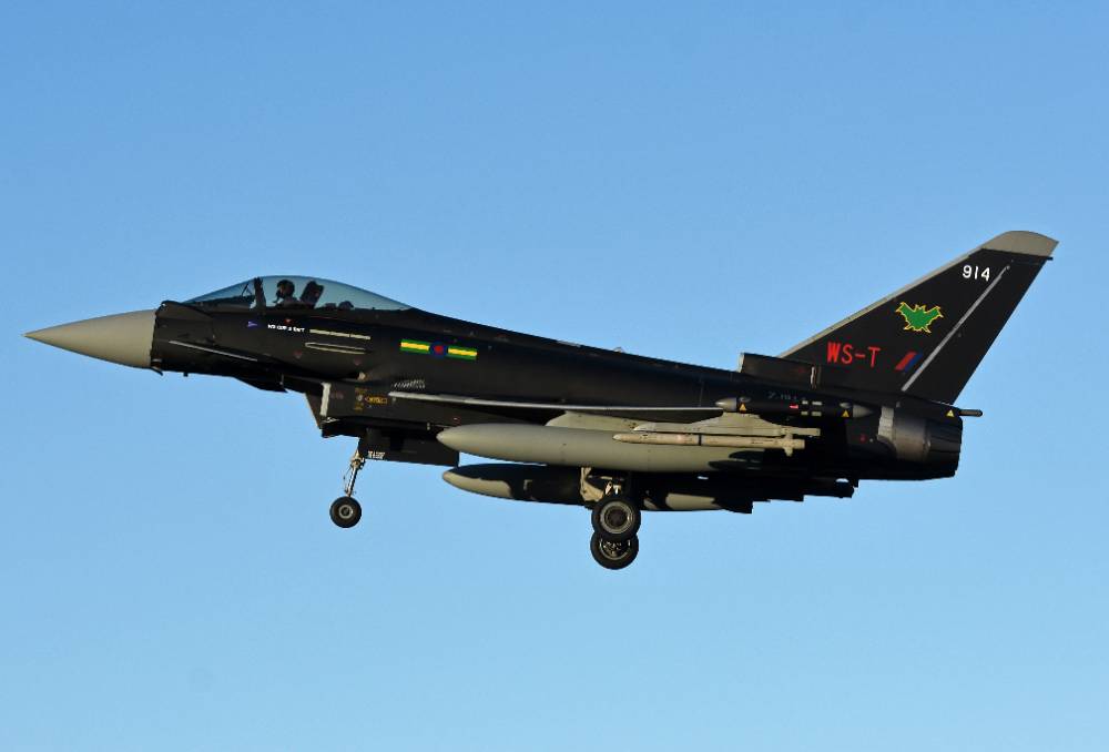 A Black Typhoon ZJ914 belonging to 9 squadron made its first flight at RAF Lossiemouth