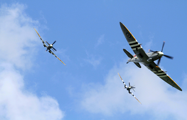 Supermarine Spitfire trio at The Duxford D-Day Anniversary Air Show