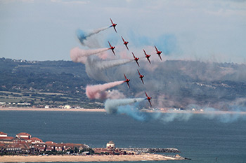The Red Arrows Aerobatic Display Team at Eastbourne International Air Show 2013