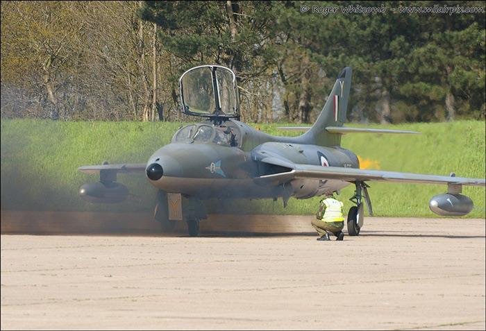 Hawker Hunter starting up at Bruntingthorpe Airfield