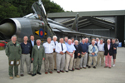 Ex-Lightning pilots standing in front of English Electric Lightning XS904/BQ at the 50th anniversary of the Lightning into service and the unveiling of the Lightning Q shed