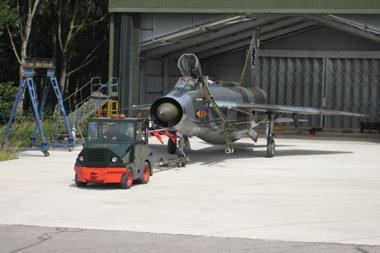 English Electric Lightning being towed out of QRA shed