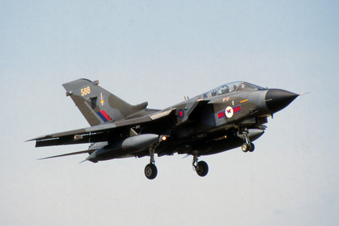 Tornado GR1 ZA588 45(R) Sqn TWCU Mildenhall 1989. Image courtesy of David Hedge