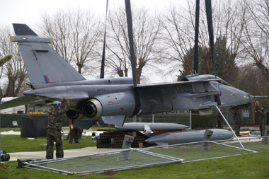 Jaguar XW563 being removed from RAF Coltishalls main gate