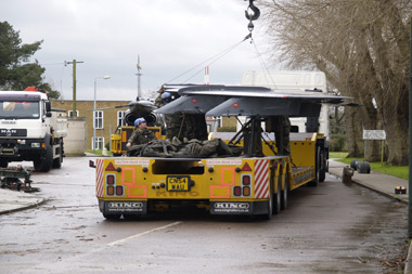 Jaguar XW563 being removed from RAF Coltishalls main gate